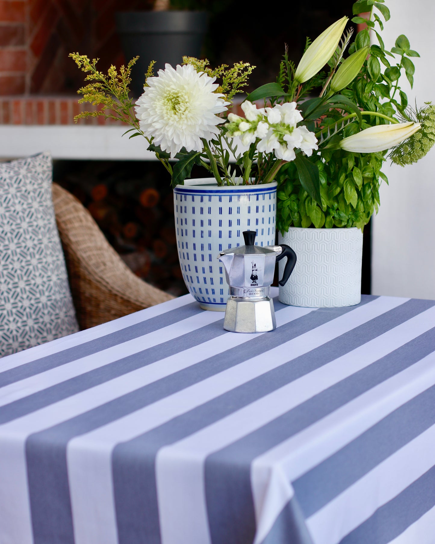 STRIPED GREY TABLECLOTH